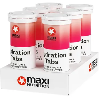 MaxiNutrition Hydration Tabs Strawberry Lemonade, 6er Pack Elektoyte-Tabletten für erfrischendes Fitnessgetränk, Regenerierung des Mineralhaushalts, zuckerfrei, vegan, ohne künstliche Aromen