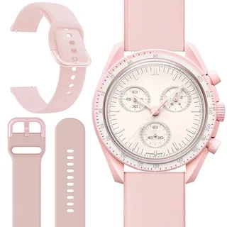 Miimall Armband Kompatibel mit Omega x Swatch Speedmaster Moonswatch Armband, Weiche Silikon Replacement Watch Strap Uhrenarmband Sport Armbänder für Omega Swatch Moonwatch Band -Rosa