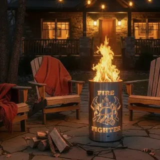 Feuertonne / Feuerkorb mit Motiv Fire-Fighter