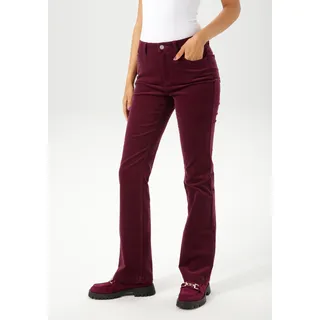Cordhose ANISTON CASUAL, Damen, Gr. 36, N-Gr, rot (bordeaux), Cord, Obermaterial: 98% Baumwolle, 2% Elasthan, leicht glänzend, unifarben, sehr figurbetont lang, Hosen Cordhose, in trendiger Bootcut-Form