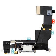 OnlyTech - Ladebuchse Dock-Anschluss mit Flex-Antenne, Mikrofon, Kopfhöreranschluss und Ladebuchse kompatibel mit iPhone SE Weiß