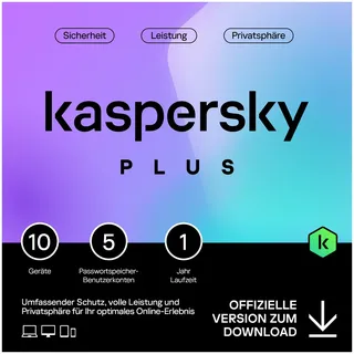 Kaspersky Lab Kaspersky Plus 2026 ESD 10 Geräte 1 Jahr DE Win Mac Android iOS