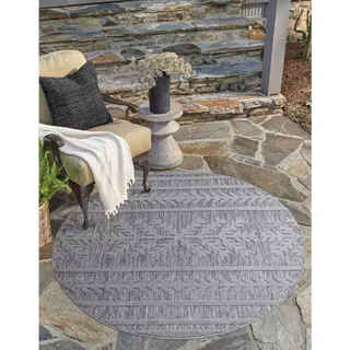 Carpet City Teppich »In-& Outdoorteppich Santorini 411, 3D-Effekt, Boho-Optik« rund 5 mm Höhe Wetterfest & UV-beständig für Terrasse, Balkon, Küche, Flur, grau