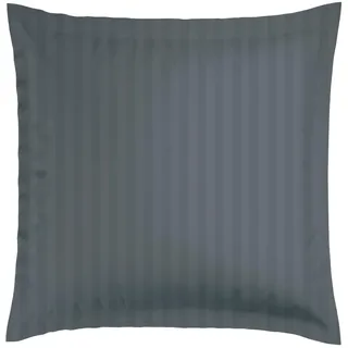 CXL by Christian Lacroix - Set mit 1 quadratischem Kissen aus Memory-Schaum + 1 Kissenbezug – 60 x 60 cm – Bettwäsche aus Baumwoll-Satin – maschinenwaschbar bei 40 °C – gewebte Streifen, dunkelgrau