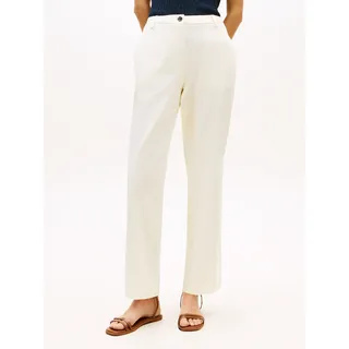 Chinohose TOMMY HILFIGER "CO GMD SLIM STRAIGHT CHINO", Damen, Gr. 40, N-Gr, beige (calico), Web, Obermaterial: 65% Baumwolle, 33% Lyocell, 2% Elasthan, unifarben, straight fit lang, Hosen Chinohose, mit mittlerer Leibhöhe