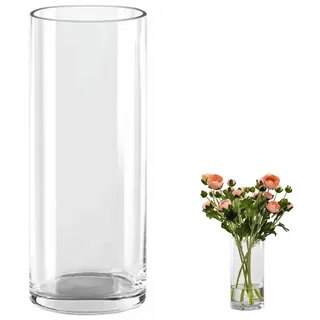 QEEYON Glas Blumenvase,Modern Zylinder Vase 30cm Hoch,Zylindrische Glasvase,Durchsichtige Glasvase, Kerzenhalter Glas Blumenblume Pflanzenbehälter für Home Office Dekor, Tischdeko