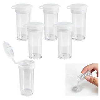 6er Set Salzstreuer aus Kunststoff Extra kleine Salzstreuer Gewürzflaschen - Transparente Gewürzflaschen - Wiederverschließbare Ministreuer für Salz und Pfeffer - für Camping und Bento-Boxen 9ml