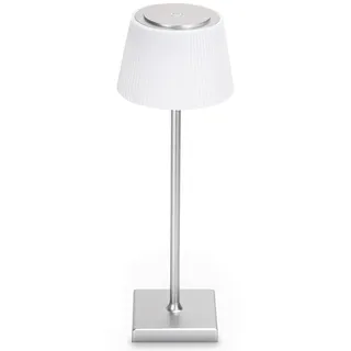 Aigostar LED Akku Tischlampe Kabellos, Tischleuchte Touch Dimmbare, 3 Farbtemperatur, Nachttischlampe IP54 Wasserdicht für Innen und Außen, Schlafzimmer, Wohnzimmer, Restaurant, Garten - Silber