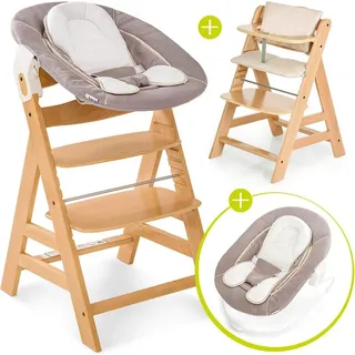 Hauck Alpha Plus Natur Newborn Set - 4-tlg. Hochstuhl - Beige