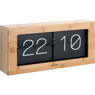 Karlsson XL Flip Clock Wanduhr Bambus Design Holz 17,5 x 37 x 9 cm Zeitmesser - Beige