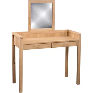 Linea Natura Schminktisch , Wildeiche , Holz , Wildeiche , massiv , 2 Schubladen , rechteckig , U-Form , 45x75-135x100 cm , Schlafzimmer, Schminktische
