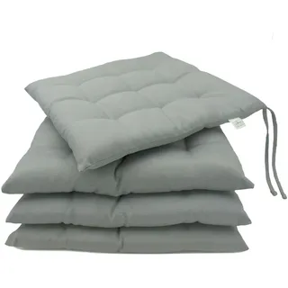Zollner Stuhlkissen, 4er-Set, 40x40 cm, 100% Polyester, Grau , Anthrazit , Textil , Quadratisch , 40x3x40 cm , Oeko-Tex® Standard 100 , Heimtextilien, Wohntextilien, Sitzkissen