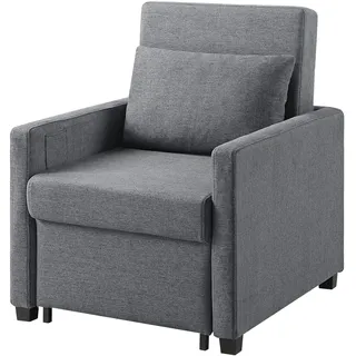 Atlantic Home Collection Schlafsessel Jerry Polyester 74 x 59 x 91 cm Grau mit Fernbedienung und Kissen