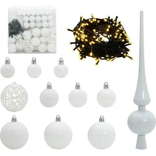 Weihnachtskugel-Set mit 300 LEDs 120 pcs Weiß Kunststoff - Weiß