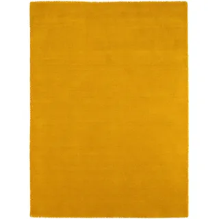 carpetfine Wollteppich »Gabbeh Lola Uni« rechteckig 14 mm Höhe mit natürlichem Pflanzenmaterial von Hand gewebt, auch in Rund, gelb