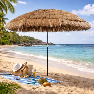 Hawaii Sonnenschirm Strandschirm Gartenschirm rund Ø1,6m Braun - Braun