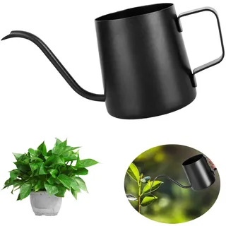 NCCHDZSW 350ML Schwarz Gießkanne Klein Zimmerpflanzen, Mini Gießkanne, Edelstahl Langer Auslauf Giesskanne, Garten Gießkanne für Zimmerpflanzen Sukkulenten