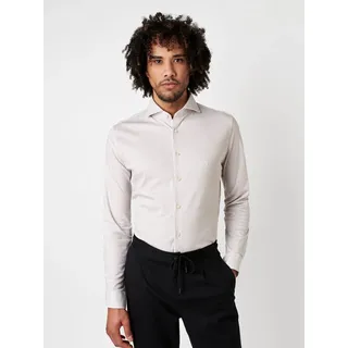 Langarmhemd DESOTO "Jerseyhemd Essential Hai langarm", Herren, Gr. 48, N-Gr, beige (light taupe stripes), Jersey, Obermaterial: 100% Baumwolle, gemustert, gestreift, mehrfarbig, regular fit normal, Rundhals, eingesetzt 1-Knopf-Manschette mit Schlitz, Hemden Langarmhemd, Flexibler Stretch