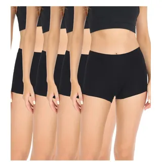 wirarpa Damen Baumwolle Boxershorts Panties Unterhosen Radlerhose unter Kleid mit Baumwoll Schritt 4er Pack Schwarz Größe 2XL