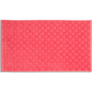 MÖVE Monochrome Check Velours Duschvorlage 50 x 80 cm aus 75% Baumwolle/ 25% Viskose aus Bambus-Zellstoff, Coral