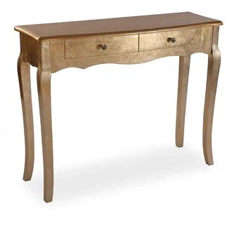 Versa Mesa Dorada Cagliari Grande, Fusion-Chic, 80x100x35 cm, Holz, Gold