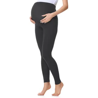 Be Mammy Lange Umstandsleggings aus Baumwolle Leggings für Schwangere Umstands Leggings Schwangerschafts Unterhosen mit Hoher Bund Weich und Elastisch BE20-230 (Graphite, XXL)