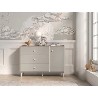 Kombinierte Kinderkommode OLIVIA - beige / grau - Beige, Grau