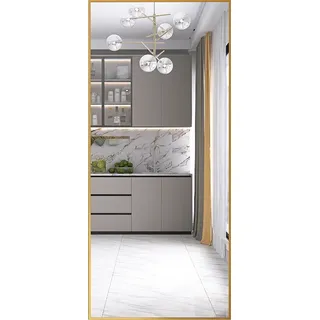 Ganzkörper-Schminkspiegel, rechteckig, 180 x 80 cm, zum Aufhängen oder Aufstellen, Gold