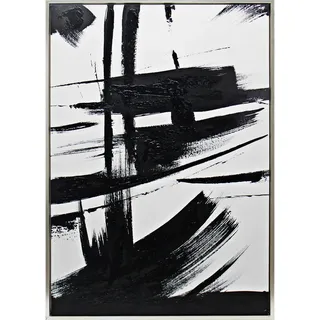 Monee Ölgemälde , Schwarz, Weiß , Kunststoff, Textil, Holzwerkstoff , rechteckig , 70x100 cm , handgemalt, gerahmt , Bilder & Rahmen, Bilder, Ölbilder