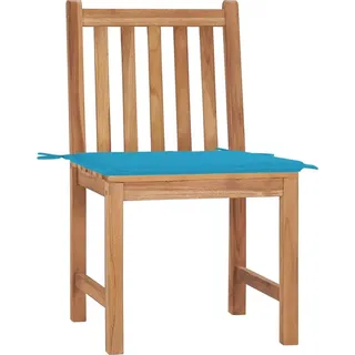 vidaXL Gartenstühle 2 Stk. mit Kissen Massivholz Teak - Blau