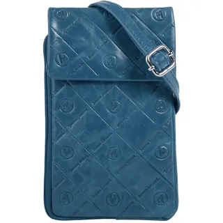 Umhängetasche BRUNO BANANI, Damen, Gr. B/H/T: 13cm x 20cm x 3cm onesize, blau, Leder, leicht glänzend, unifarben, Taschen Umhängetasche, echt Leder