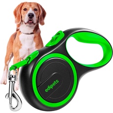 Edipets, Hundeleine, Ausziehbar, Einziehbar, 3, 5 und 8 Meter, Flexibles Band für Rechts- und Spaziergänge, Dog Leash, Rolleine, Flexileine, Retractable (Grün, 5 Meter <20kg)