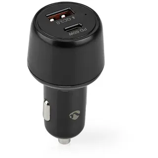 Nedis Auto-Ladegerät 65 W / 2.0/3.0/3.25 A - Anzahl der Ausgänge: 2 Port Type: USB-A/USB-C - Automatische Spannungswahl