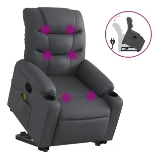 vidaXL Massagesessel mit Aufstehhilfe Grau Kunstleder