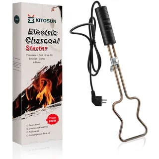 KITOSUN Elektrische Holzkohle Starter für Grill - Superior BBQ Grill Kamin Kohle Leichter und schnelle Zündbriquettes | Keine Funken oder Flammen | 304 Edelstahl | Praktischer Grillhelfer (600W)