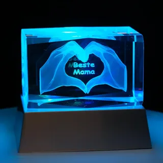 Kaltner Präsente Stimmungslicht - Das perfekte Mama Geschenk: LED Kerze/Kristall Glasblock / 3D-Laser-Gravur/Beste Mama der Welt/Geburtstagsgeschenk für Mama/Geschenke für Mama Weihnachten