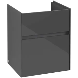 Villeroy & Boch Collaro Waschbeckenunterschrank, 2 Auszüge, Waschbecken mittig, 460x546x374mm, C00600FP, Farbe: Front/Korpus: Glossy Grey, Griff: Graphite