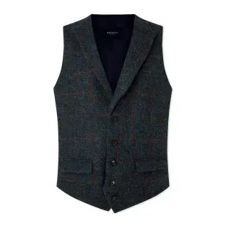Hackett London für Herren. HM470488 Tweedweste navy (40/32), Lässig, Party, Wolle, Klassisch, Marine