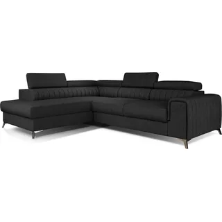Ecksofa mit Schlaffunktion und Bettkasten, Couch für Wohnzimmer, Schlafsofa Sofagarnitur L-Form Wohnlandschaft mit Bettfunktion 278x92x205 cm OLIVIER (Links, Anthrazit - Inari 96) - Grau