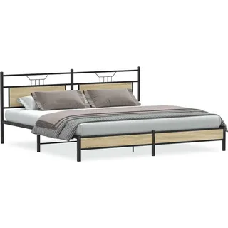 vidaXL Metallbett ohne Matratze Sonoma-Eiche 200x200 cm - Braun
