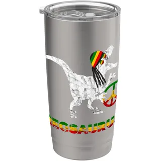 Reggae Dinosaurier Hippie Dino Rasta Reggae Rastafari T-Rex Doppelwandiger Edelstahl-Thermobecher