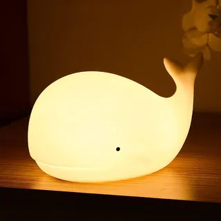loveruis Nachtlicht Kinder, 7 Farben Nachtlampe Baby Nachtleuchte, Kawaii Nachtlicht Deko Babyzimmer Deko Stilllicht Nachtlicht USB, tragbaren für Deko Geschenk (Wal)