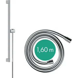hansgrohe Unica Duschstange S PURO 65 cm, Easy Slide Duschkopfhalter, Isiflex Duschschlauch 160 cm, 24402000, Farbe: Chrom