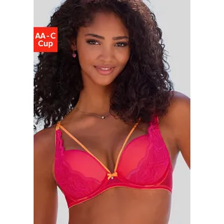 Push-up-BH VIVANCE, Damen, Gr. 85, Cup B, pink, Spitze, Obermaterial: 73% Polyamid, 17% Polyester, 10% Elasthan, BHs Push-up-BH, mit Bügel mit dekorativen, elastischen Zierbändern, sexy Dessous