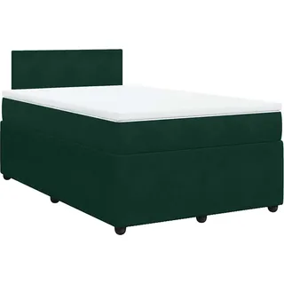 vidaXL Boxspringbett mit Matratze Dunkelgrün 120x200 cm Samt - Grün