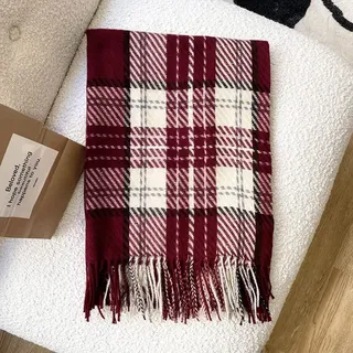 SNPP Weicher Schal Für Damen,Damen Mode Winter Warmer Karierter Schal Und Wraps Wendbar Dicker Weicher Pashmina-Schal Damengeschenke Für Hochzeitsfeiern Oder Reisen Weinrot 65–200 cm