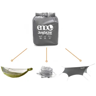 ENO JungleLink Hängematten Set mit Tarp, Moskitonetz und Helios Baumgurten / ...