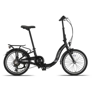 PACTO SIX - Hollandrad Hochwertiges Klappfahrrad 27cm Aluminiumrahmen Bike 20 Zoll Aluminiumräder Bicycle, 6 Speed Shimano Gänge Faltrad Klapprad - Schwarz