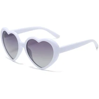 YAMEIZE Trendy 90s Polarisiert Love Herz - Sonnenbrille für Damen Herren Heart Retro Herz Form Brille Vintage Coloful Funny Party im Freien
