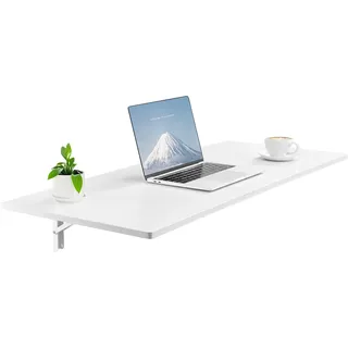 VEVOR Wandklapptisch, 110 x 46 cm, Klapptisch, schwebender Schreibtisch mit Eisenhalterung, zusammenklappbarer Schreibtisch für kleine Räume, Heimbüro, Esszimmer, Waschküche, Küche, Bar, weiß